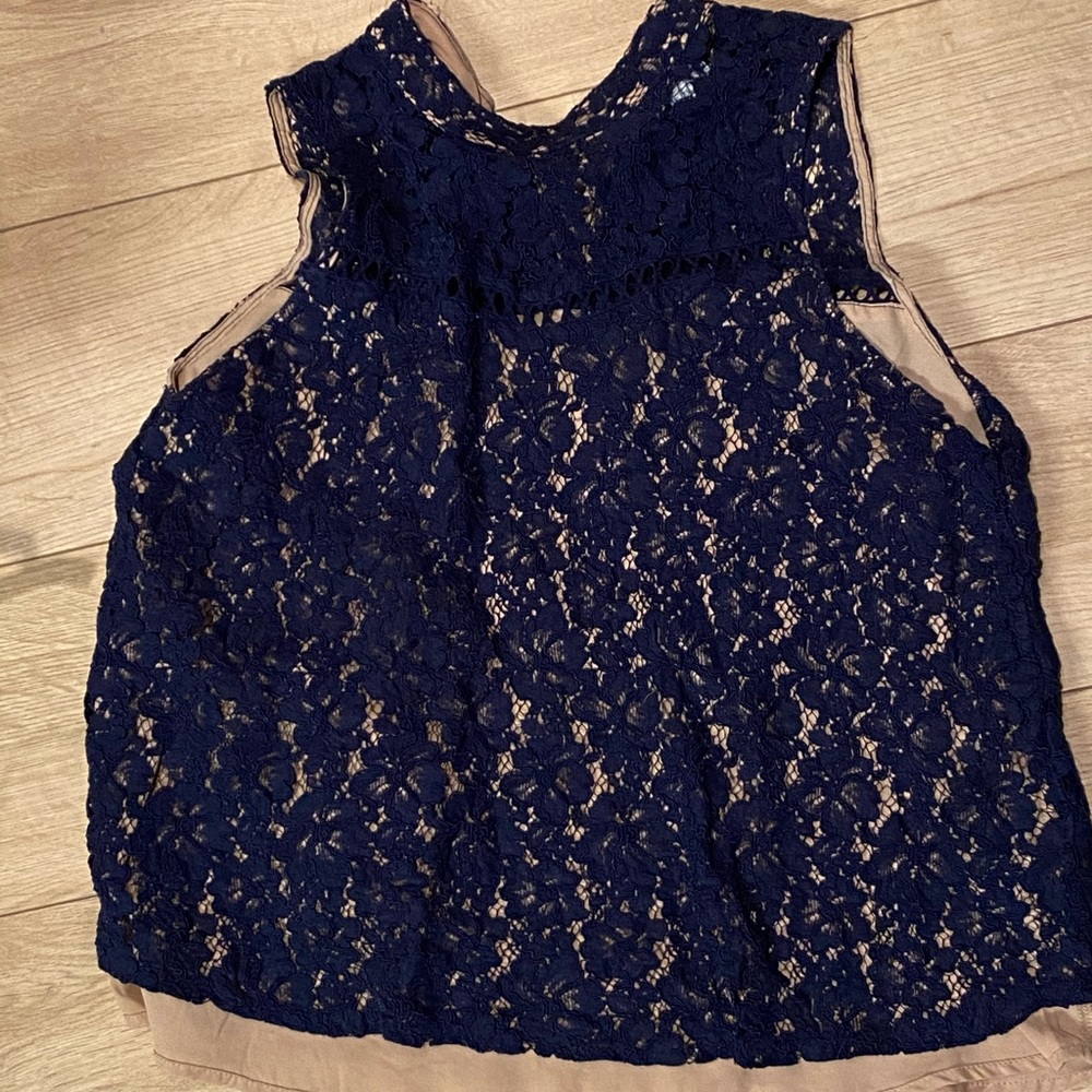 Carolina Belle Navy blue lace shirt